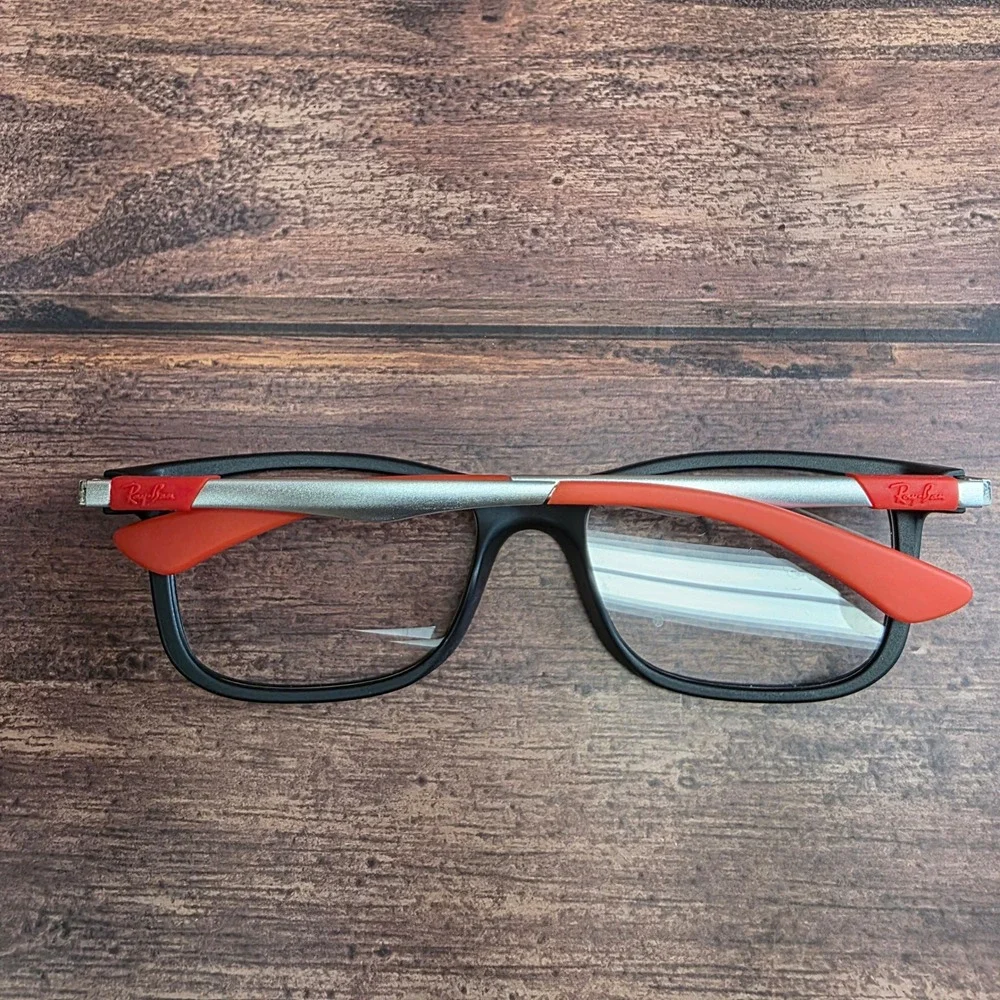 Ray-Ban RB 1549 3652 Black Red Silver Rectangular Eyeglass Frames 48-16-125